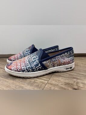 Joan Miro slip-on casual shoes artsy leather vibrant, multi-colored artistic